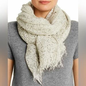 Hang N Hold Lightweight Woven Cream & Brown Speckled Wool Scarf, One Size